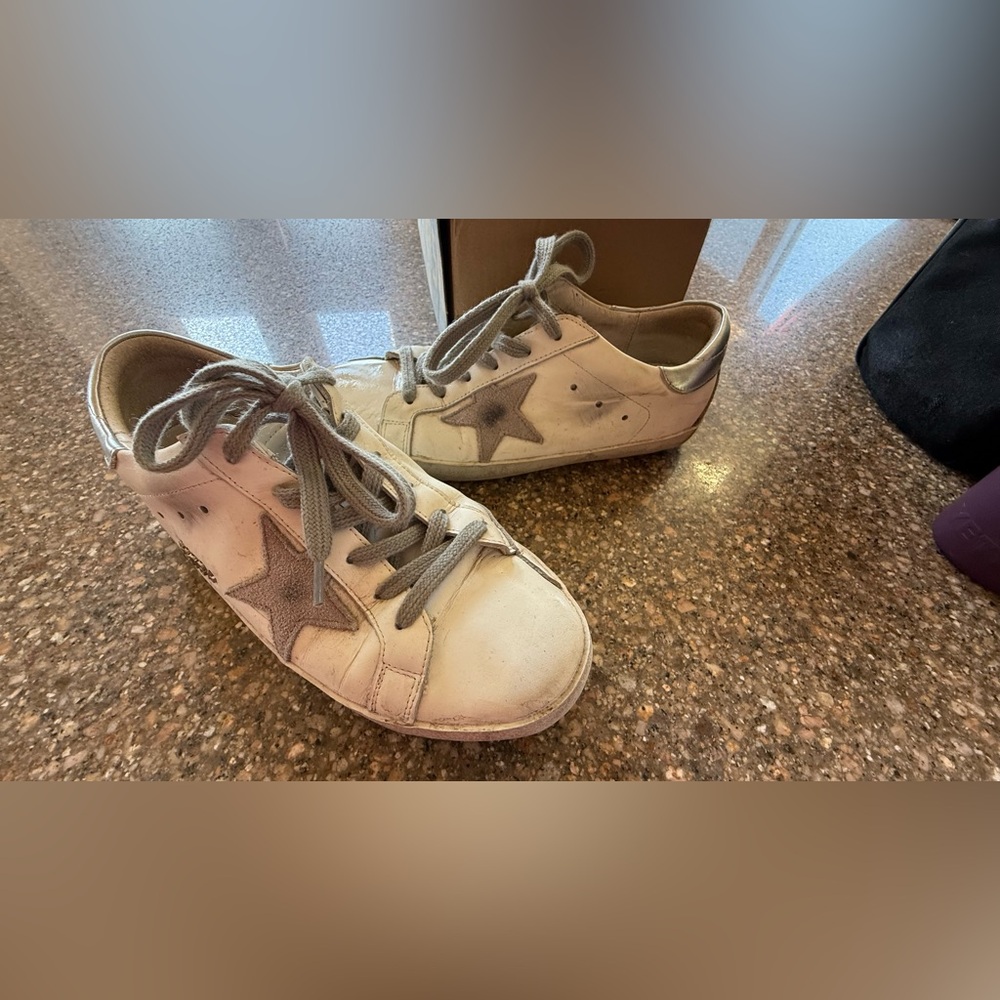 Golden Goose Avery Silver Metallic Star Sneakers, size 38 or 7.5